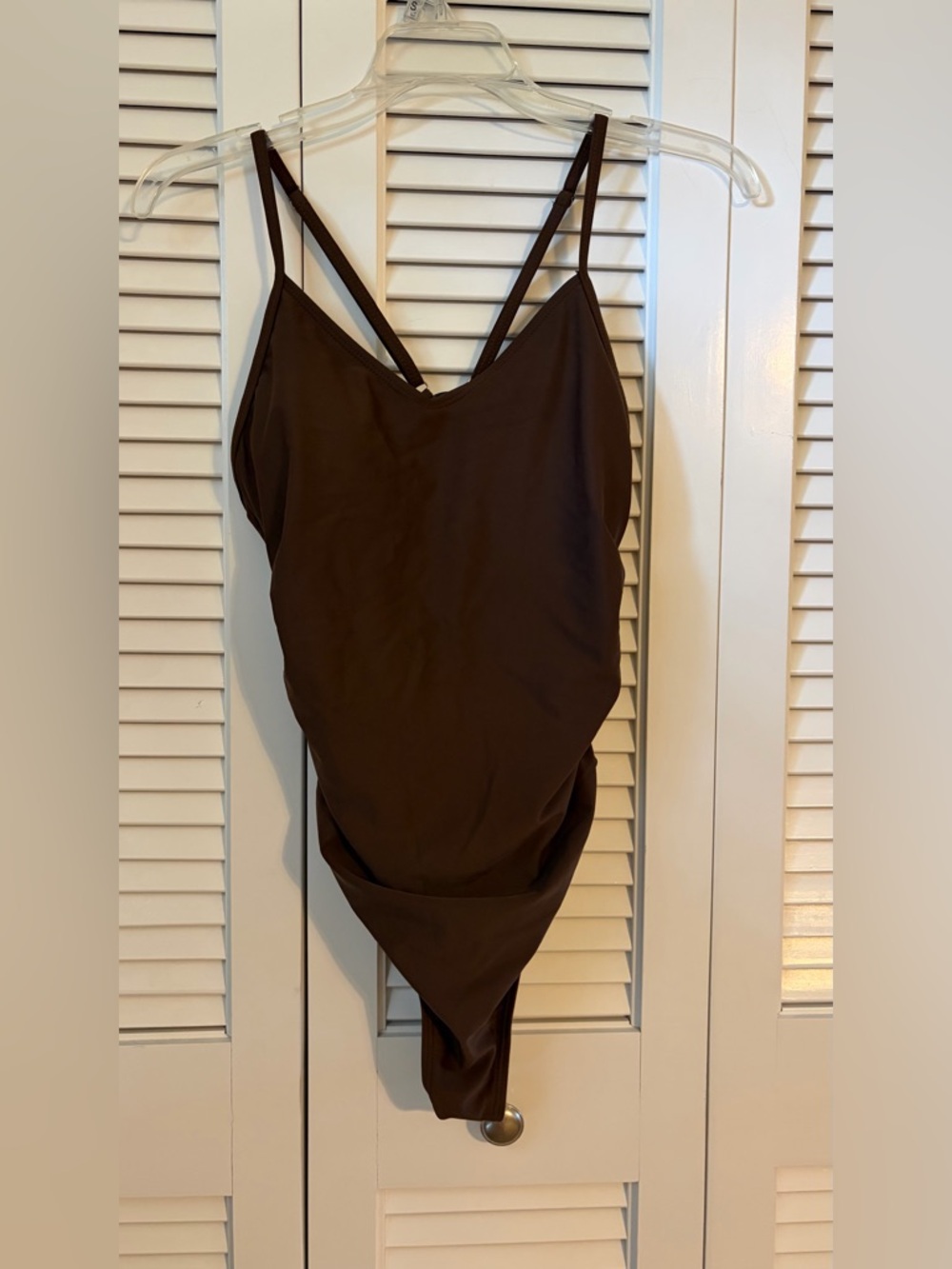 Simple Brown One-Piece Swimsuit